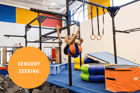 A sensory seeker flying over a foam pit