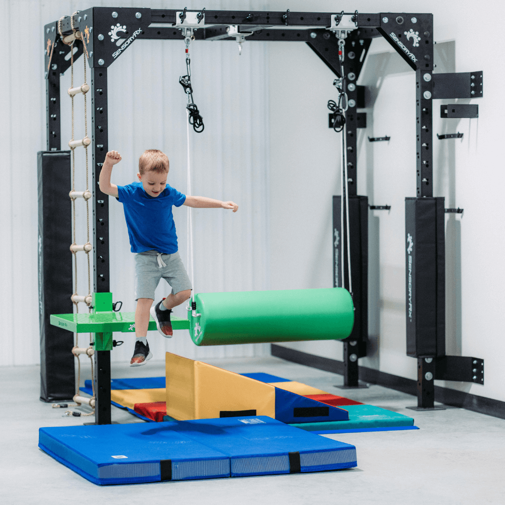 A jumping platform on a home sensory gym